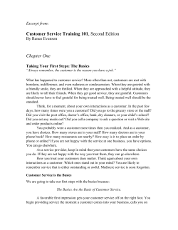 Customer Service Training 101, Second Edition Chapter One