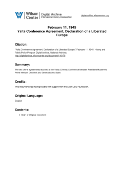 February 11, 1945 Yalta Conference Agreement, Declaration of a