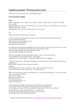 English grammar: Present perfect tense - E
