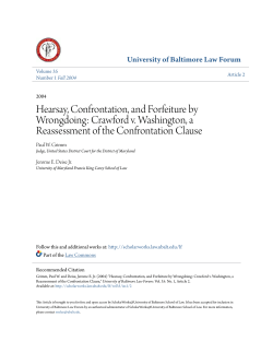 Hearsay, Confrontation, and Forfeiture by Wrongdoing