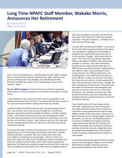 Long Time NPAFC Staff Member, Wakako Morris, Announces Her