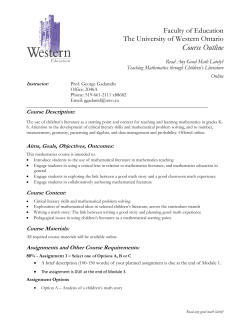 Course Outline - Western Faculty of Education