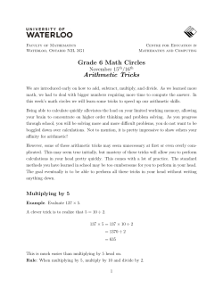 Grade 6 Math Circles Arithmetic Tricks