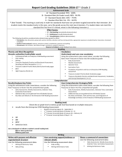 3rd Grade Report Card Guidelines 2016