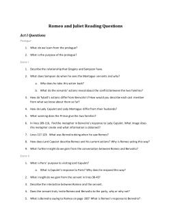 Romeo and Juliet Reading Questions