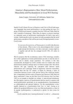 America`s Representative Men: Moral Perfectionism, Masculinity and