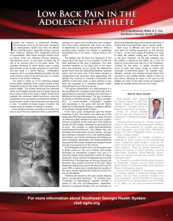 Low Back Pain in the Adolescent Athlete