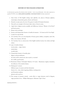 1 HISTORY OF THE ENGLISH LITERATURE 1. Early forms of Old