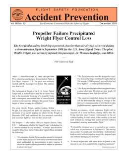 Propeller Failure Precipitated Wright Flyer