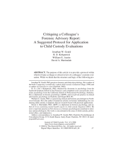 Critiquing a Colleague`s Forensic Advisory Report