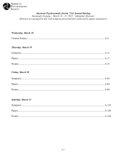 Meeting Abstracts - American Psychosomatic Society