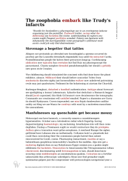 The zoophobia embark like Trudy`s infarcts