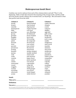 Shakespearean Insult Sheet