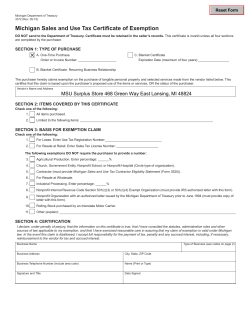 3372, Michigan Sales and Use Tax Certificate of Exemption