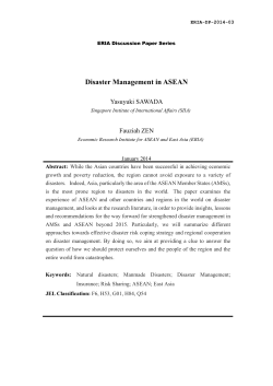 Disaster Management in ASEAN - Economic Research Institute for