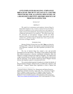 Anti-Employer Blogging: Employee Breach of the Duty of Loyalty