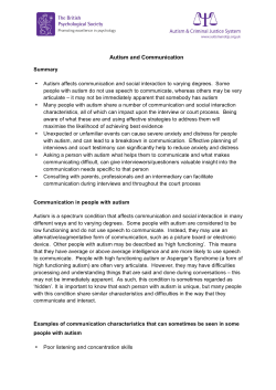 Autism and Communication - British Psychological Society