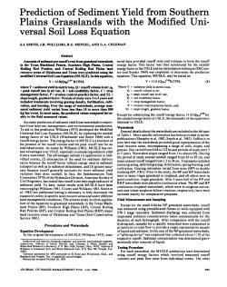 Prediction of Sediment Yield Plains Grasslands with the versa1 Soil