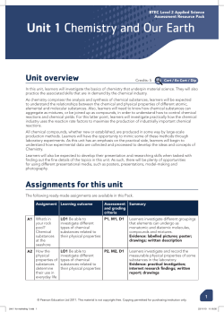 BTEC L2 Applied Science Assessment Resource Pack Unit 1