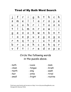 Tired of My Bath Word Search