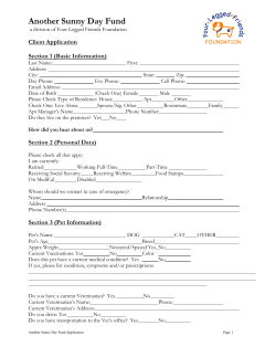 Another Sunny Day Fund - Four Legged Friends Foundation