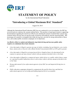 Introducing a Global Maximum BAC Standard