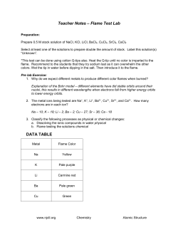 Teacher Notes &ndash; Flame Test Lab DATA TABLE