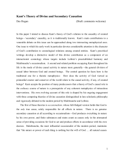 Kant`s Theory of Divine and Secondary Causation