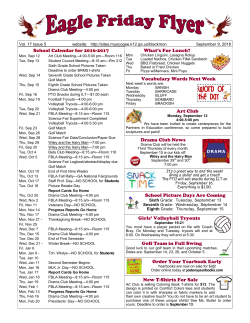 School Calendar for 2016-2017 Art Club Drama Club News