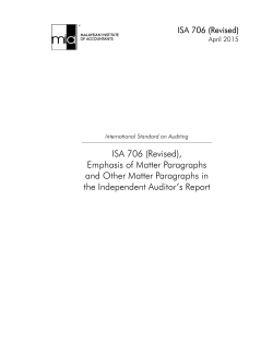 ISA 706 (Revised), Emphasis of Matter Paragraphs and Other Matter
