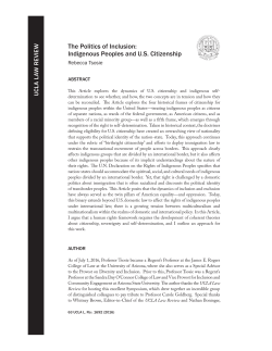 Indigenous Peoples and US Citizenship