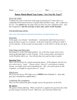 Donor Match Blood Type Game: &ldquo;Are You My Type?&rdquo;