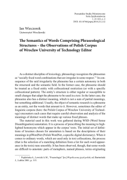 The Semantics of Words Comprising Phraseological Structures &ndash; the