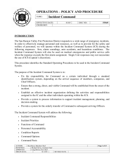 OPERATIONS &ndash; POLICY AND PROCEDURE Incident