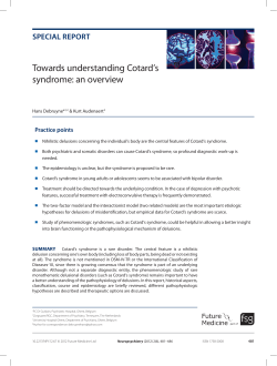 Towards understanding Cotard`s syndrome: an overview