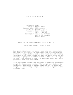 C A S A B L A N C A Released: 1942 Studio: Warner Bros. Running