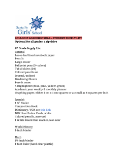 Student Supply List for 2016-2017