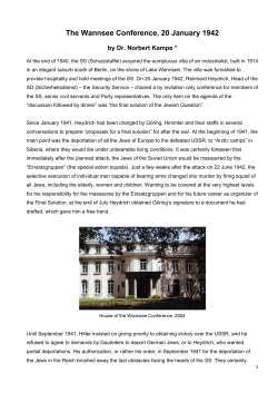 The Wannsee Conference, 20 January 1942