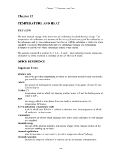 Chapter 12 TEMPERATURE AND HEAT