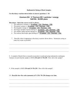 Uranium-234 &rarr; Thorium-230 + particles + energy Half
