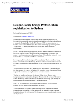 Design Clarity brings 1950`s Cuban sophistication to Sydney