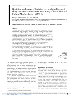 Identifying small groups of foods that can predict achievement of key