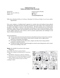 Political Science 336 Politics and Culture in the Asia