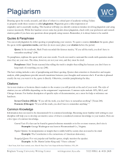 Plagiarism - BYU Writing Center