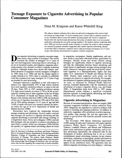 Teenage Exposure to Cigarette Advertising in Popular Consumer