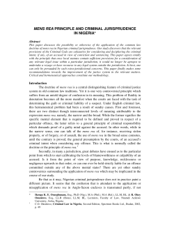 mens rea principle and criminal jurisprudence in nigeria