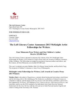 2013 McKnight Fellowship - The Loft Literary Center