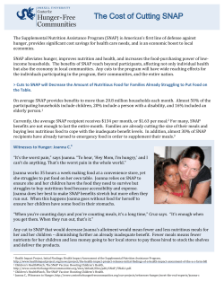 The Cost of Cutting SNAP - The Center for Hunger