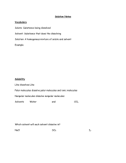 Solution Notes Vocabulary Solute: Substance being dissolved