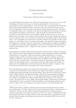 The science of psychoanalysis - Heythrop College Publications